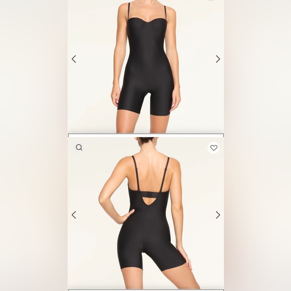Skims smoothing strapless mid thigh bodysuit- onyx